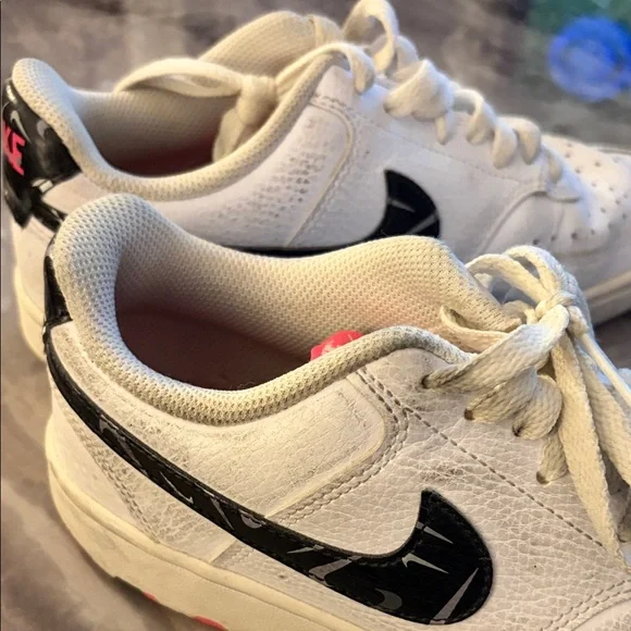 Nike White and Black Pink Court Vision Shoes - Picture 4 of 7